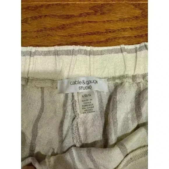 SALE!Cable & Gauge Studio Womens Striped Linen Blend Wide Leg Flowy Pants Large - Picture 6 of 7